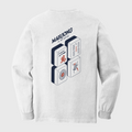 White long-sleeve shirt with Mahjong design on a white background