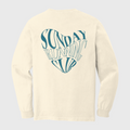 Ivory long-sleeve shirt with 'Sunday Running' design in blue
