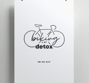 Poster with a bicycle illustration and text on a white background