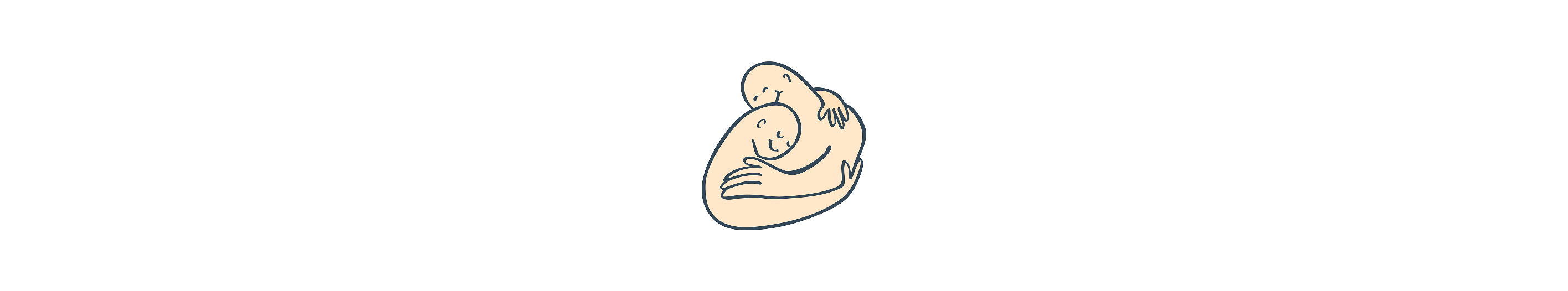Illustration of a baby being held by a parent on a white background