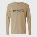 Beige long-sleeve shirt with 'NATURE' printed on it against a white background