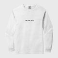 White long-sleeve shirt with 'Find Your Detroit' text on a white background
