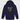 Navy blue hoodie with yellow text on a light gray background