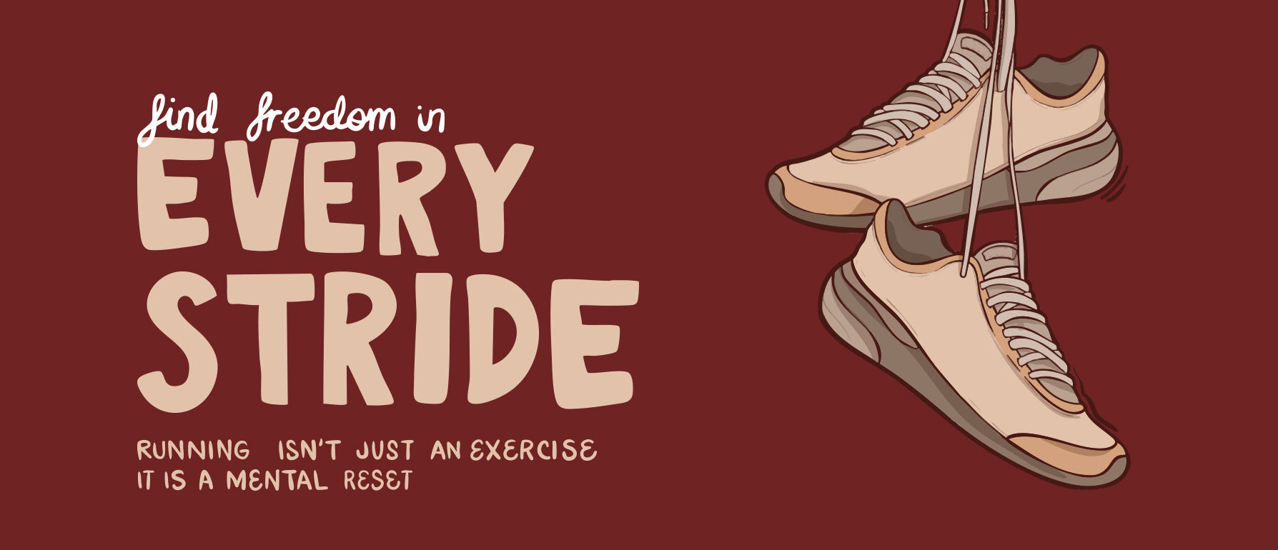 Motivational poster with running shoes and text on a red background